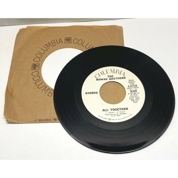 The Rowan Brothers All Together 45 RPM Vinyl 70s Country Rock Promo Columbia - Picture 5 of 6